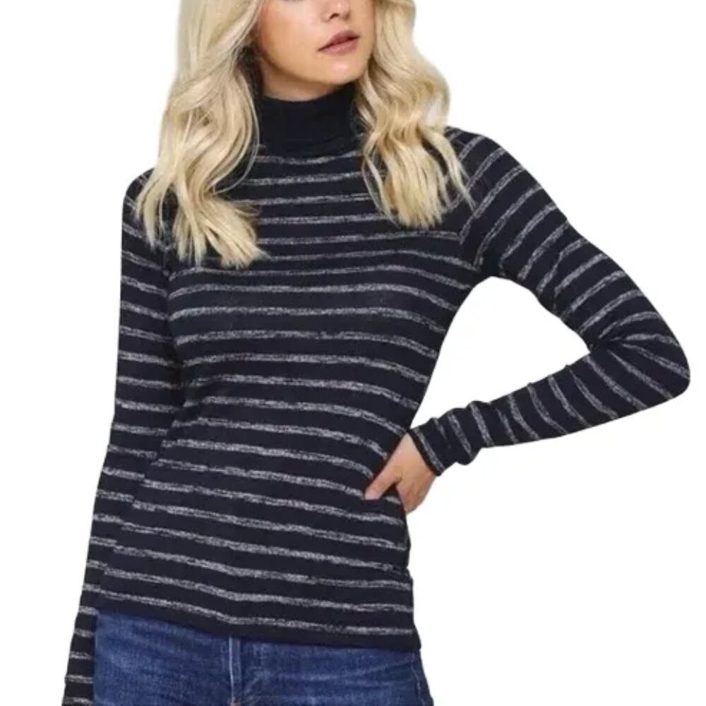 RAG & BONE Landon Navy Stripe Turtleneck  SZ L
